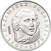 100 Zlotys Kazimierz Pułaski; Trial Strike, Poland, 1976 reverse image