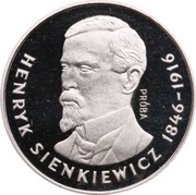 100 Zlotys Henryk Sienkiewicz date on the right; Trial Strike, Poland, 1977 reverse image