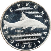 100 Zlotys Environmental Protection - Fish; Trial Strike, Poland, 1977 reverse image