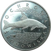 100 Zlotys Environmental Protection - Fish; Trial Strike, Poland, 1977 reverse image