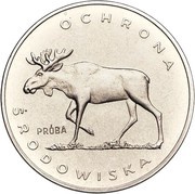 100 Zlotys Environmental Protection - Moose; Trial Strike, Poland, 1978 reverse image