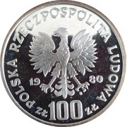 100 Zlotys XXII Olympic Games; Trial Strike obverse image