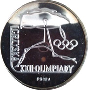 100 Zlotys XXII Olympic Games; Trial Strike, Poland, 1980 reverse image