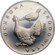 100 Zlotys Environment Protection - Cappercaillie; Trial Strike, Poland, 1980 reverse image