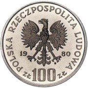 100 Zlotys 1980 Olympic Games; Trial Strike obverse image