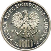 100 Zlotys Mariacki Church; Trial Strike obverse image