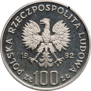 100 Zlotys Environment Protection - White Stork; Trial Strike obverse image