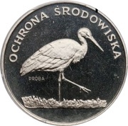 100 Zlotys Environment Protection - White Stork; Trial Strike, Poland, 1982 reverse image