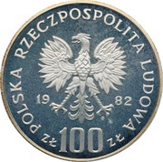 100 Zlotys Environment Protection - White Stork; Trial Strike obverse image