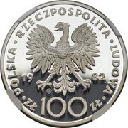 100 Zlotys Papal Visit obverse image