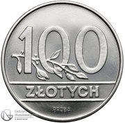 100 Zlotys Trial Strike, Poland, 1990 reverse image