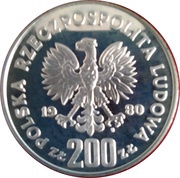 200 Zlotys XIII Winter Olympics; Trial Strike obverse image
