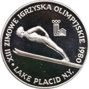 200 Zlotys XIII Winter Olympics; without torch, Poland, 1980 reverse image