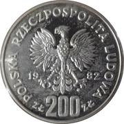 200 Zlotys World Soccer Championship Games in Spain; Trial Strike obverse image