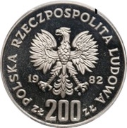 200 Zlotys World Soccer Championship Games in Spain; Trial Strike obverse image