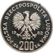 200 Zlotys World Soccer Championship Games in Spain; Trial Strike obverse image