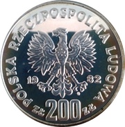 200 Zlotys World Soccer Championship Games in Spain; Trial Strike obverse image