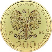 200 Zlotys Papal Visit; Trial Strike obverse image