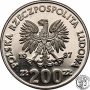 200 Zlotys Euro 1988; Trial Strike obverse image