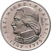 500 Zlotys Kazimierz Pułaski; Trial Strike, Poland, 1976 reverse image