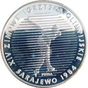 500 Zlotys XIV Winter Olympics 1984; Trial Strike, Poland, 1983 reverse image
