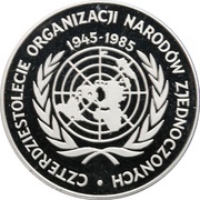 500 Zlotys 40th Anniversary of the UN, Poland, 1985 reverse image