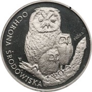 500 Zlotys Environmental Protection - Owls; Trial Strike, Poland, 1986 reverse image