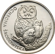500 Zlotys Environmental Protection - Owls, Poland, 1986 reverse image