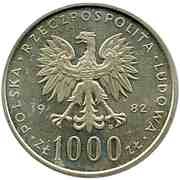 1000 Zlotys Pope John Paul II obverse image