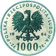 1000 Zlotys Wincenty Witos; Trial Strike obverse image