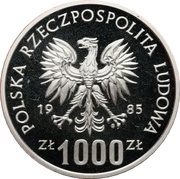 1000 Zlotys 40th Anniversary of United Nations; Trial Strike obverse image