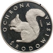 1000 Zlotys Environmental Protection - Squirrel; Trial Strike, Poland, 1985 reverse image
