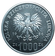 1000 Zlotys World Cup; Trial Strike obverse image