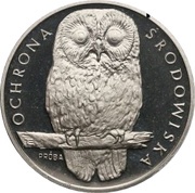 1000 Zlotys Environmental Protection - Owl; Trial Strike, Poland, 1986 reverse image