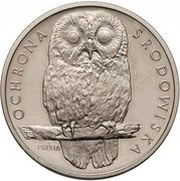 1000 Zlotys Environmental Protection - Owl; Trial Strike, Poland, 1986 reverse image