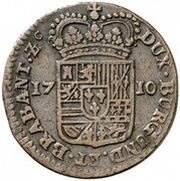 1 Liard - Philip V, Belgium, 1710 reverse image