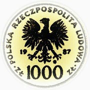 1000 Zlotys Papal Visit; Trial Strike obverse image