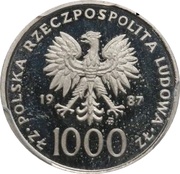 1000 Zlotys Papal Visit; Trial Strike obverse image