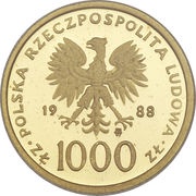 1000 Zlotys Papacy; Gold Bullion obverse image