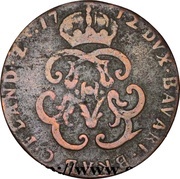 1 Liard - Maximilian Emanuel of Bavaria, Belgium, 1712-1713 reverse image