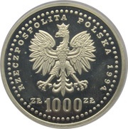 1000 Zlotys FIFA World Cup 1994 obverse image