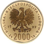 2000 Zlotys Fryderyk Chopin; Trial Strike obverse image