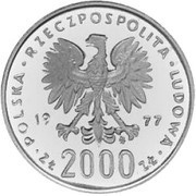 2000 Zlotys Fryderyk Chopin; Trial Strike obverse image