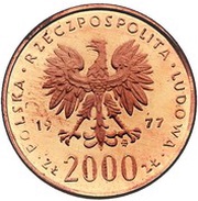 2000 Zlotys Fryderyk Chopin; Trial Strike obverse image