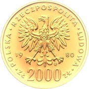 2000 Zlotys XIII Winter Olympics; Trial Strike obverse image