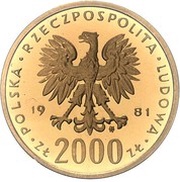 2000 Zlotys Bolesław II Śmiały, Trial Strike obverse image