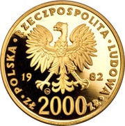 2000 Zlotys Papal Visit obverse image