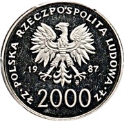 2000 Zlotys Papal Visit; Trial Strike obverse image