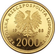 2000 Zlotys Papacy; Gold Bullion obverse image