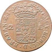2 Liards - Philip V, Belgium, 1709 reverse image
